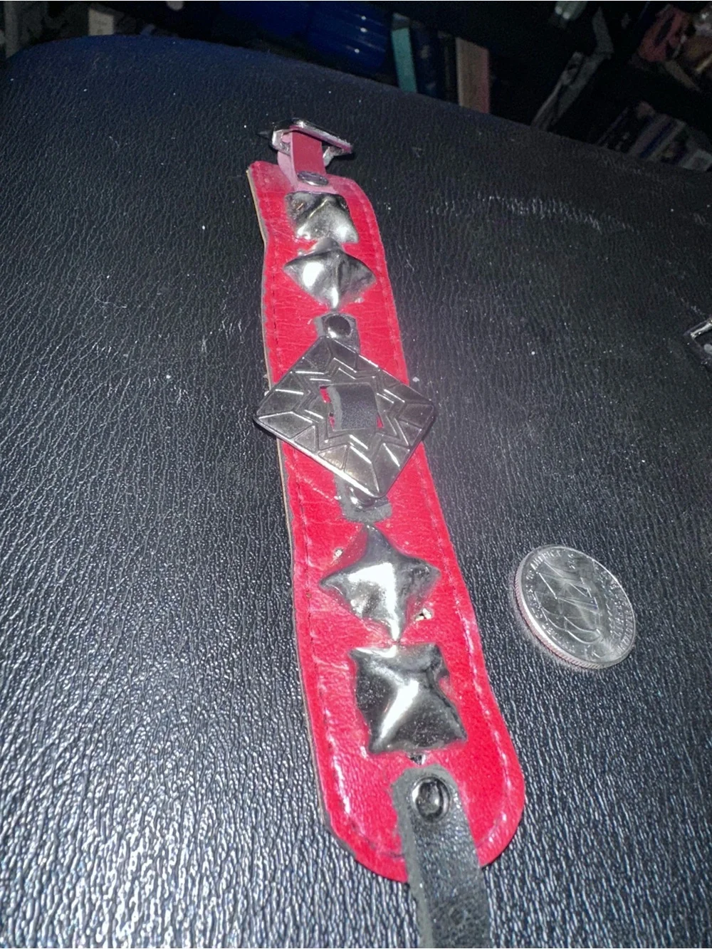 Ov Lvst Red Leather Studded Cuff Bracelet NWT Punk Goth Streetwear Design Haus